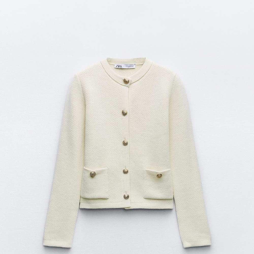 Zara cardigan white gold buttons new size L